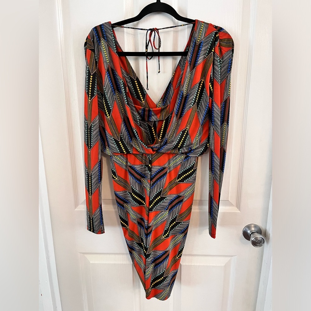 T-Bags Los Angeles Long Sleeve Knot Dress Bodycon Mini Size Small EUC Revolve - Picture 6 of 16